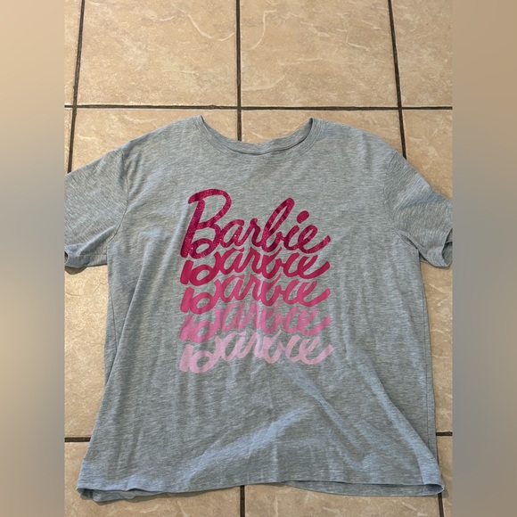 Barbie Tops - Gray and Pink Graphic T-Shirt-5/$25